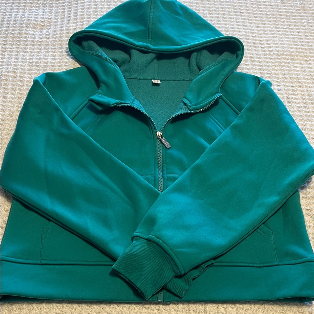 Teal Green Hooded Full-Zip Sweatshirt